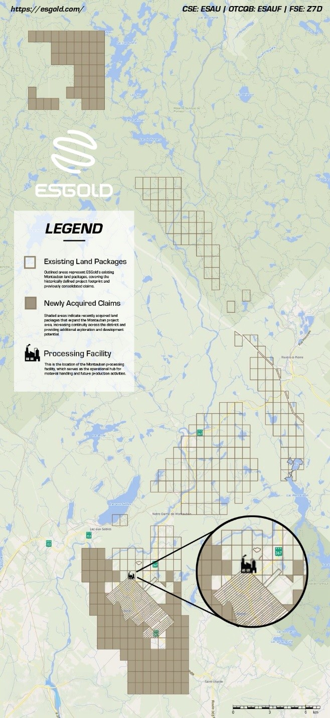 ESGold Expands Montauban Land Position Following 3D Geological Model Identifying Potential District-Scale Mineralized Corridor